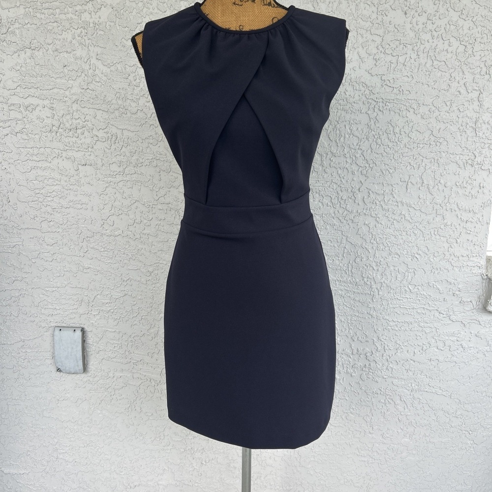 Mango Mng Women Size Small Navy Blue Sleeveless Shift Dress Work Career LBD